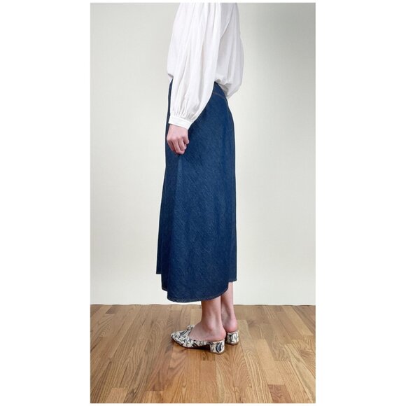 Vintage A-line Drop Waist Midi Skirt Full Denim Jean Coastal Cowgirl Westerncore - Picture 4 of 9